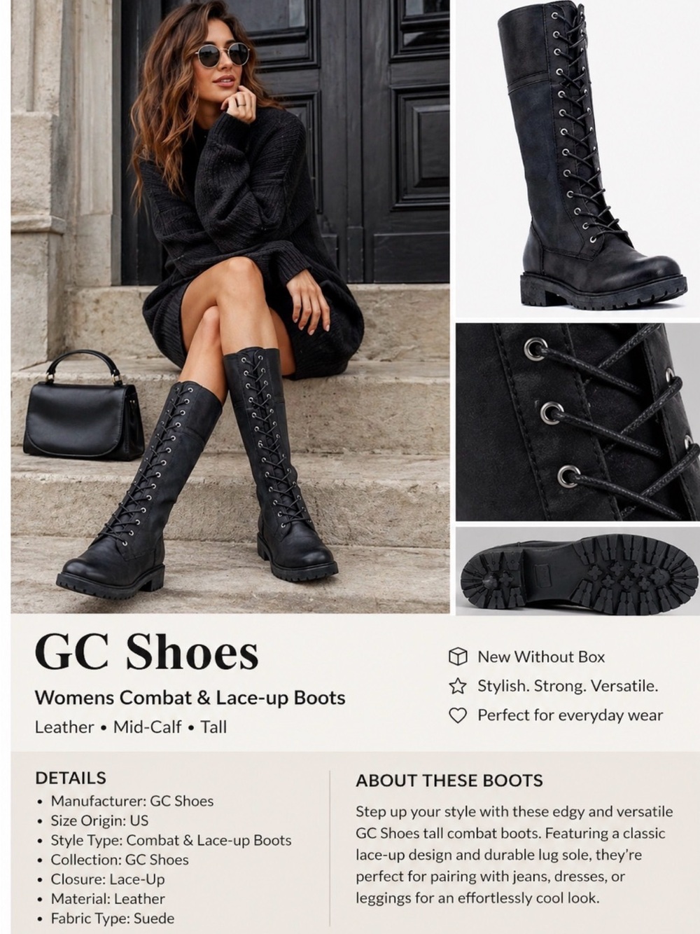 GC Good Choice Hanker combat style boots size  7.5 NWOB